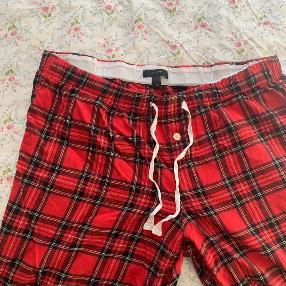 J. Crew Classic Tartan Flannel Pajama Bottoms Red Black Plaid Size Large - Image 3