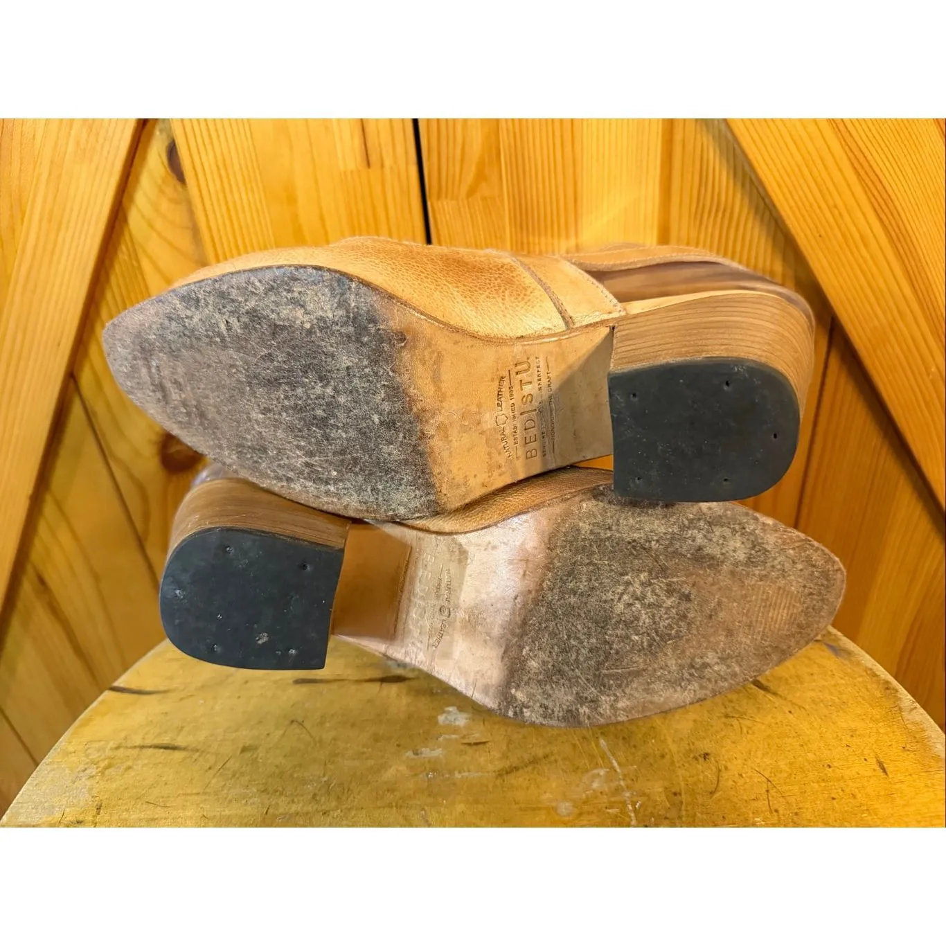 Bed Stu Womens Bettina Slingback Mule Heels Handwoven Leather Teak Sz 7.5 - Image 6