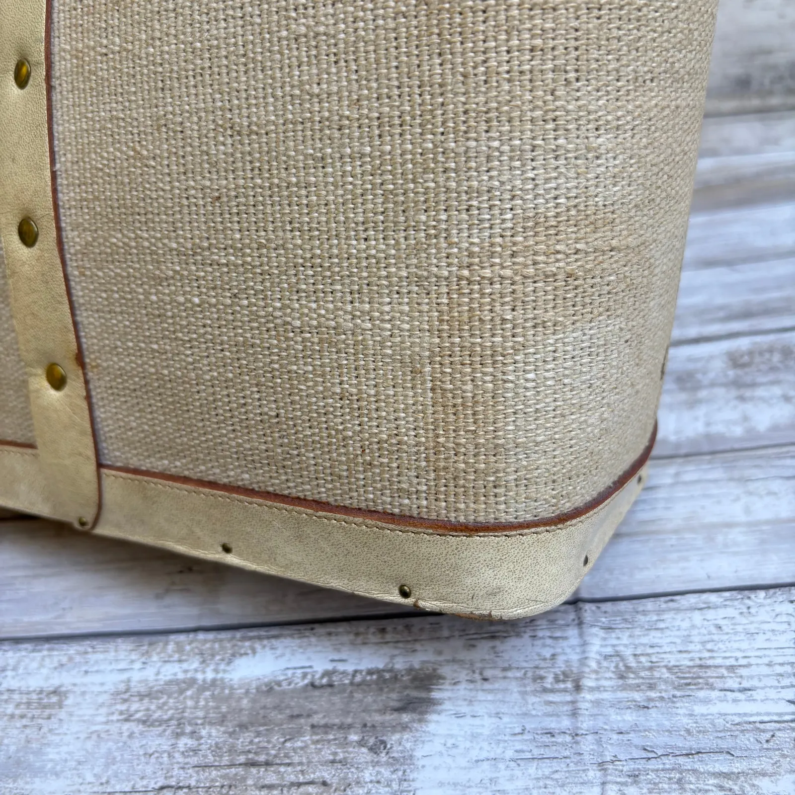 VTG Enid Collins of Texas Purse Fiesta del Sol Canvas Wood Jewels Sun Celestial Tan - Image 11