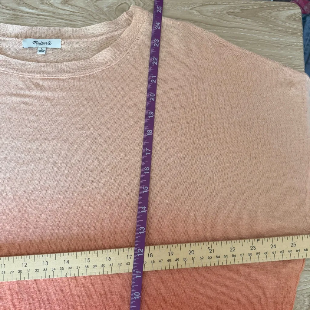 Madewell Large Morton Ombre Orange Pullover Sweater Relaxed Boxy 100% Hemp Fall - Image 8