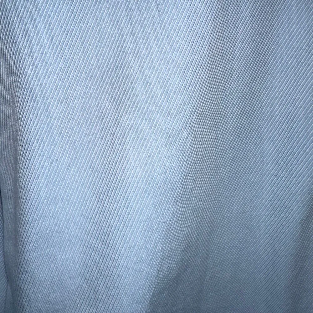 Villager Pinstriped Button Down Cotton Long Sleeve Blouse Blue Size XL - Image 2