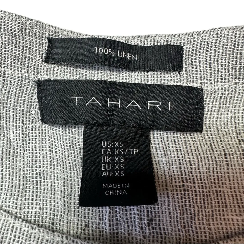 Tahari Grey Heather 100% Linen Oversized Button Down Blouse Top size XS - Image 6