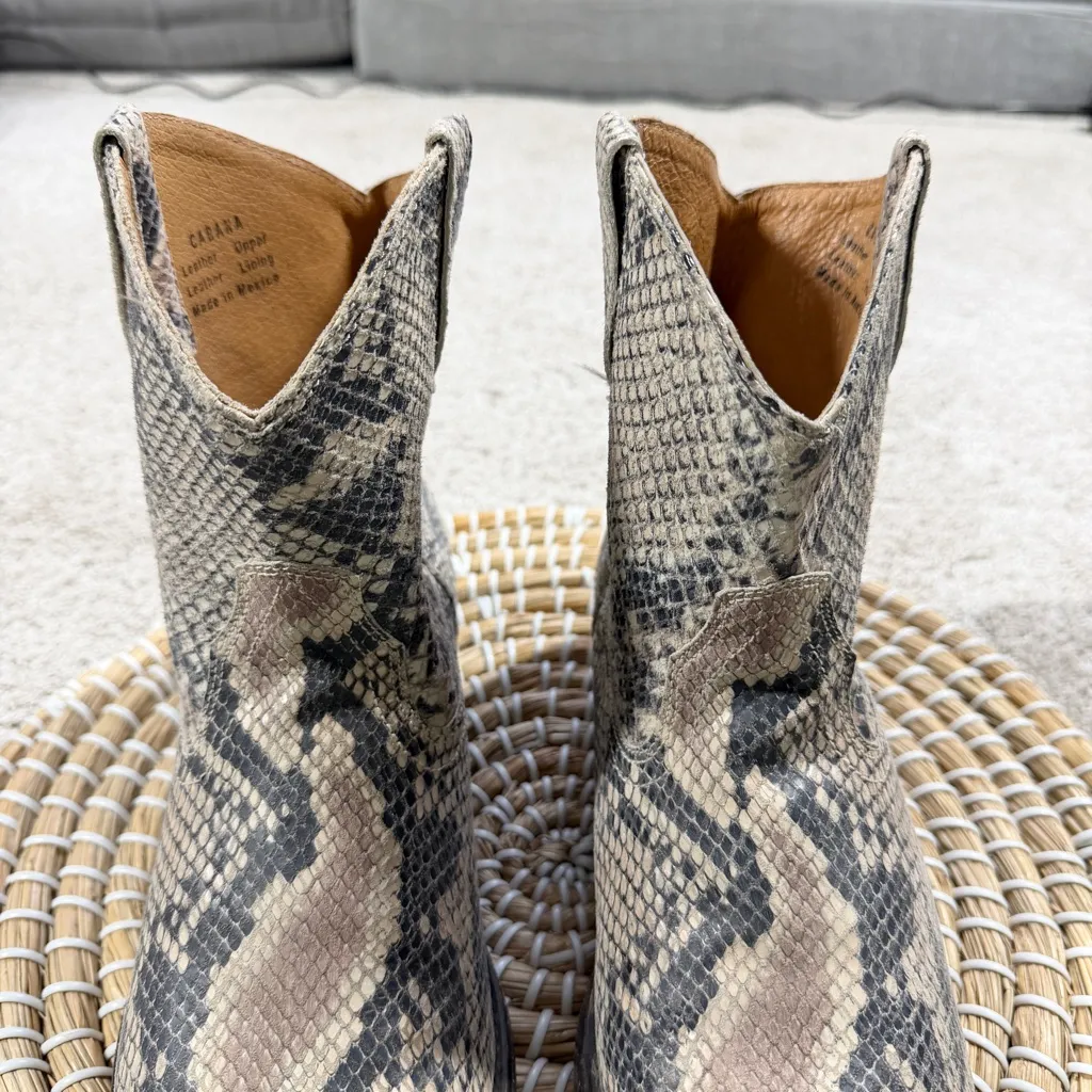 Miz Mooz Women’s Cabana Short Western Boots in Taupe Snake Print Leather 9 - Image 5