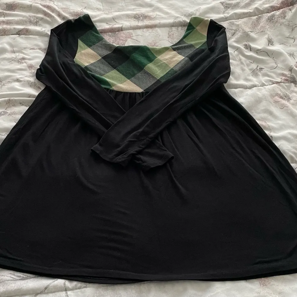 Vintage Forever 21 Y2K Black tunic with green plaid detailing size S Made in USA - Image 11