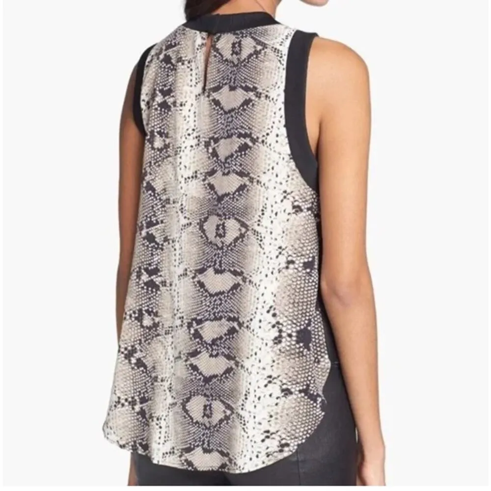 Elizabeth and James Vivi Snake Print Sleeveless Round Neck Tank Top Gray/Black S - Image 2