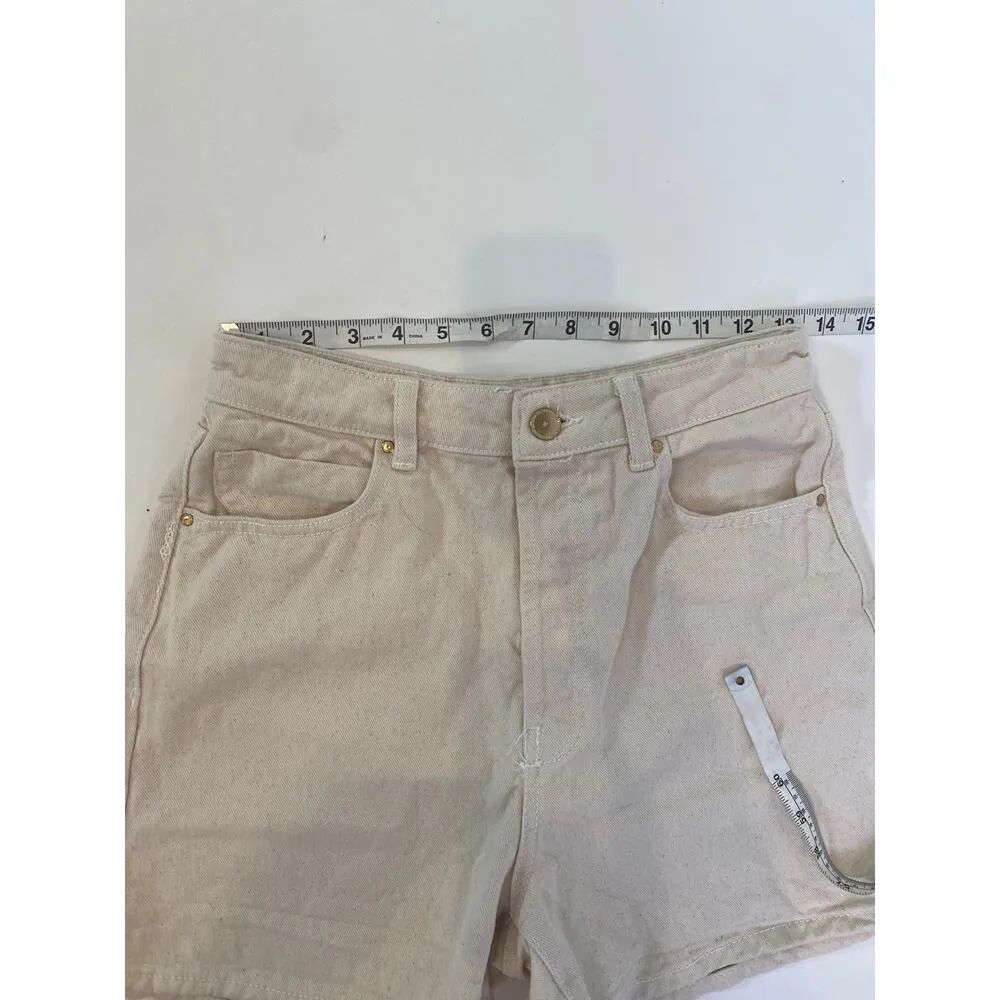 Zara Cream Button Fly High Rise Denim Jean Shorts Sz 6 Casual Summer Women’s - Image 6