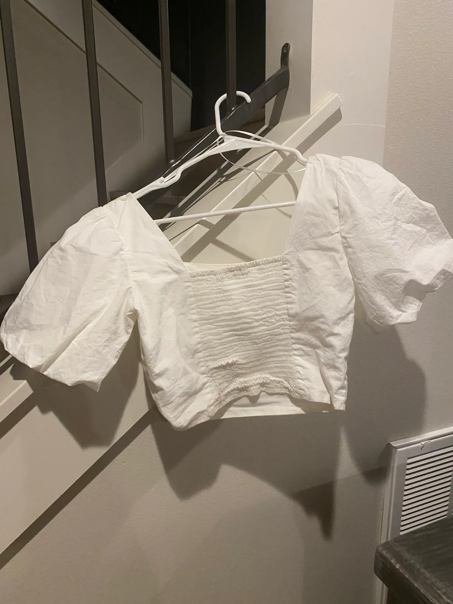 White Puffy Sleeve Crop Top - Image 2