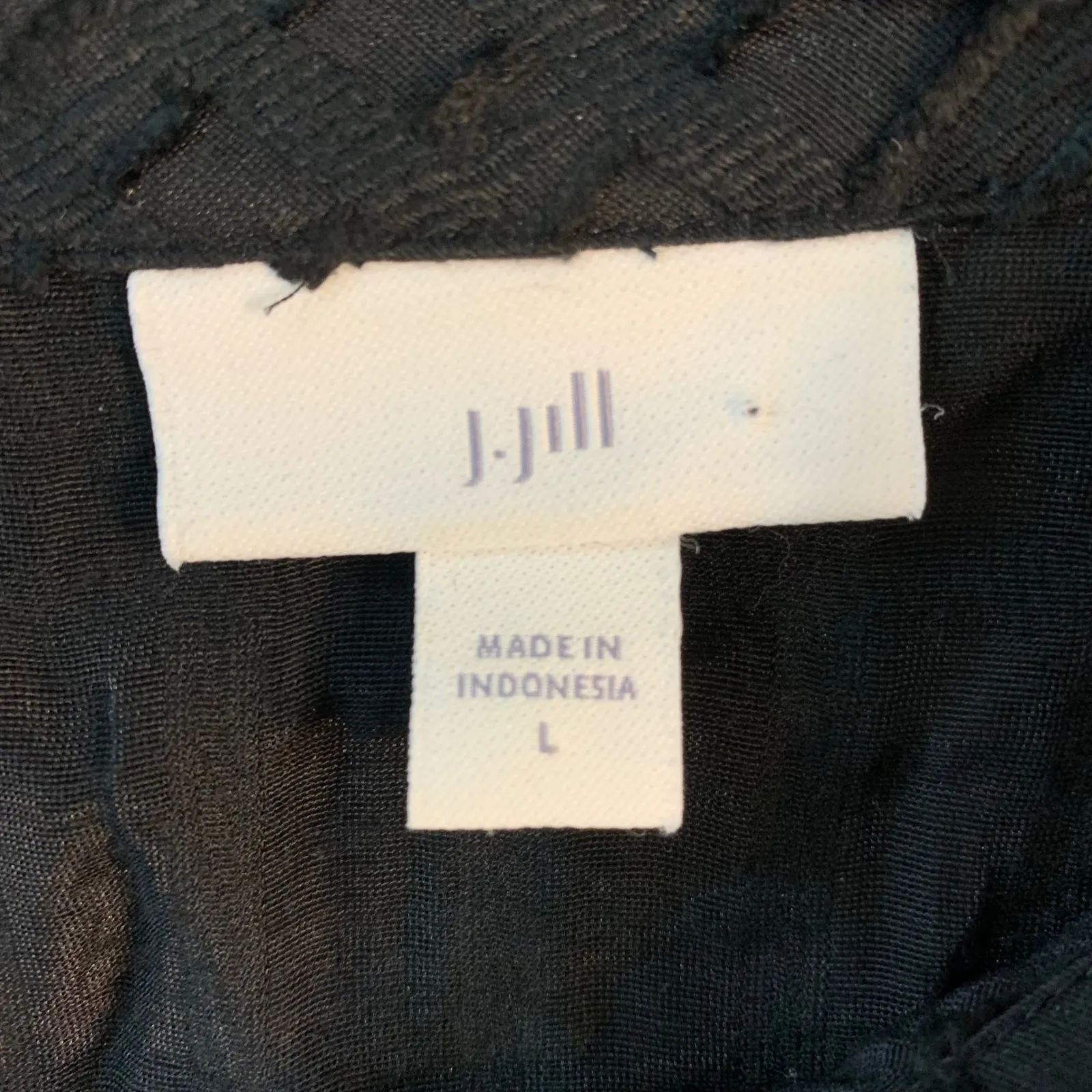 J Jill Black Textured Sheer Button Down Shirt Top Women Large Tunic Lagenlook - Image 4