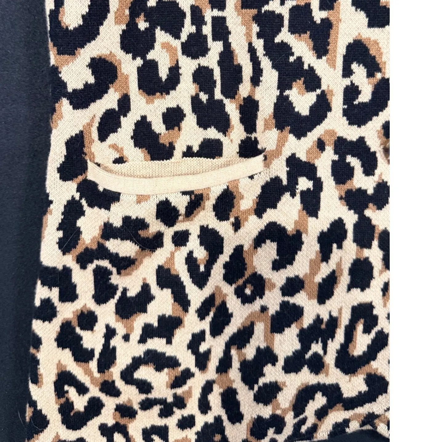 J. Crew Leopard Print Knit Blazer Cardigan Women's Neutral Size large preppy - Image 4