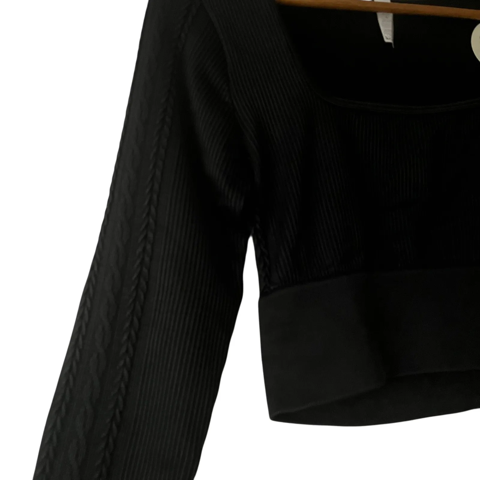 Offline by Aerie Black Gray Ribbed‎ Square Neck Long Sleeve Crop Top L Sporty - Image 2