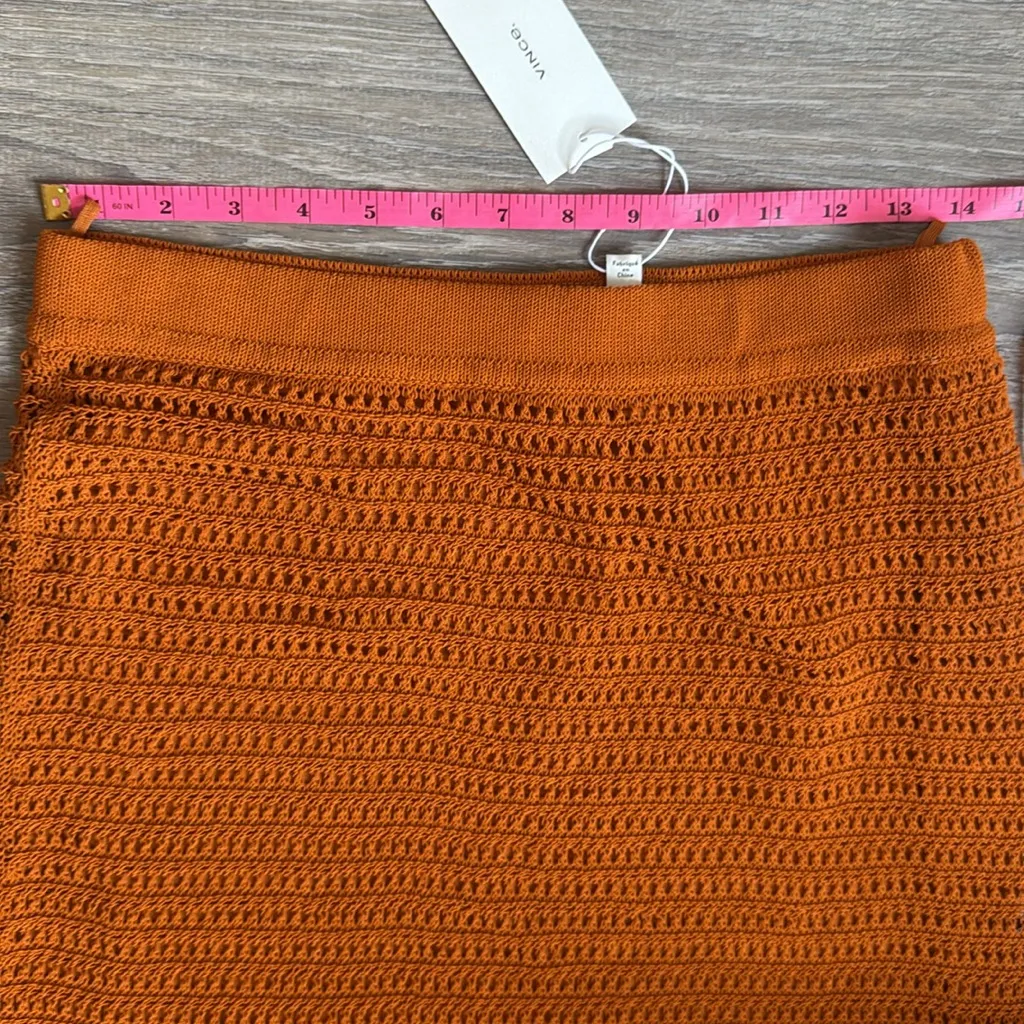 NEW Vince Crochet Knit Midi Skirt - Burnt Orange Small - Image 7