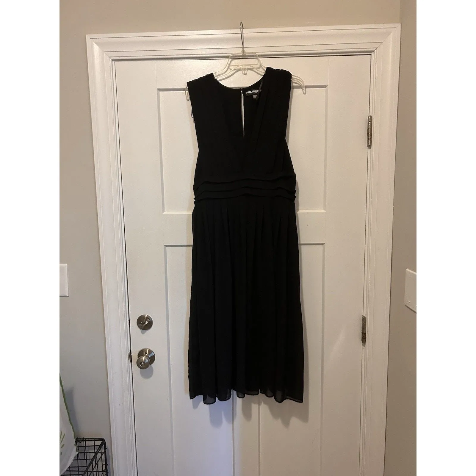 Karl Lagerfeld Impulse Black Sleeveless Rhinestone Button-Up Ruched Dress 4 B5 - Image 3