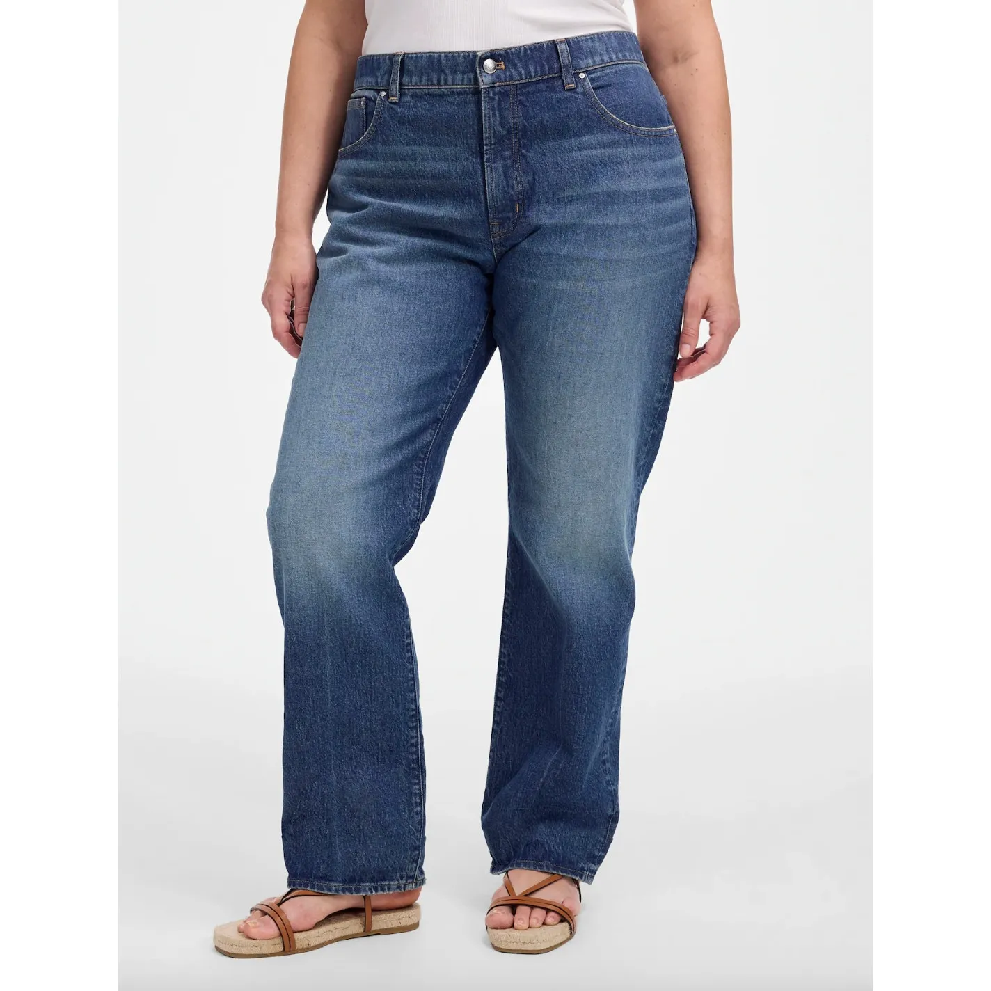 Madewell The Plus Curvy Longline Straight Jean Greendale Wash Blue 22W NWT - Image 2