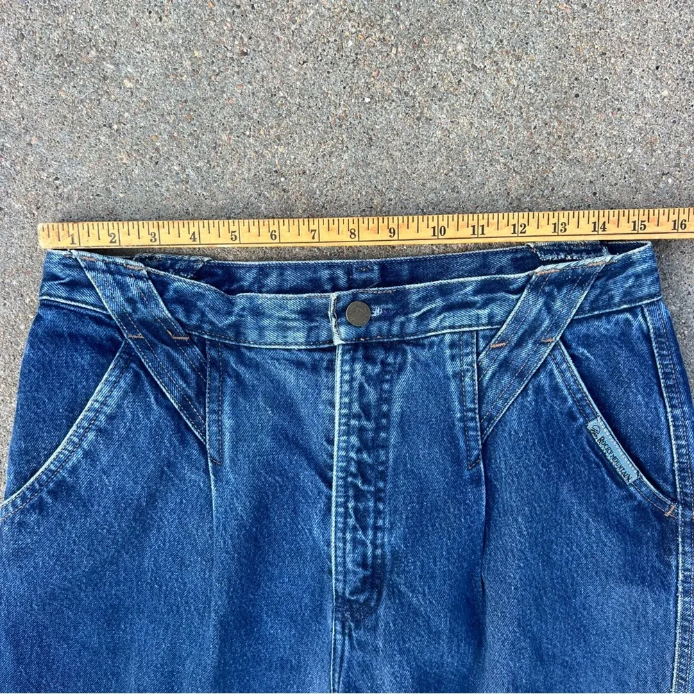 VTG 80s Rockies Bareback High Rise Pleated V Yoke ribcage cowgirl western jeans Blue Size 31 - Image 5