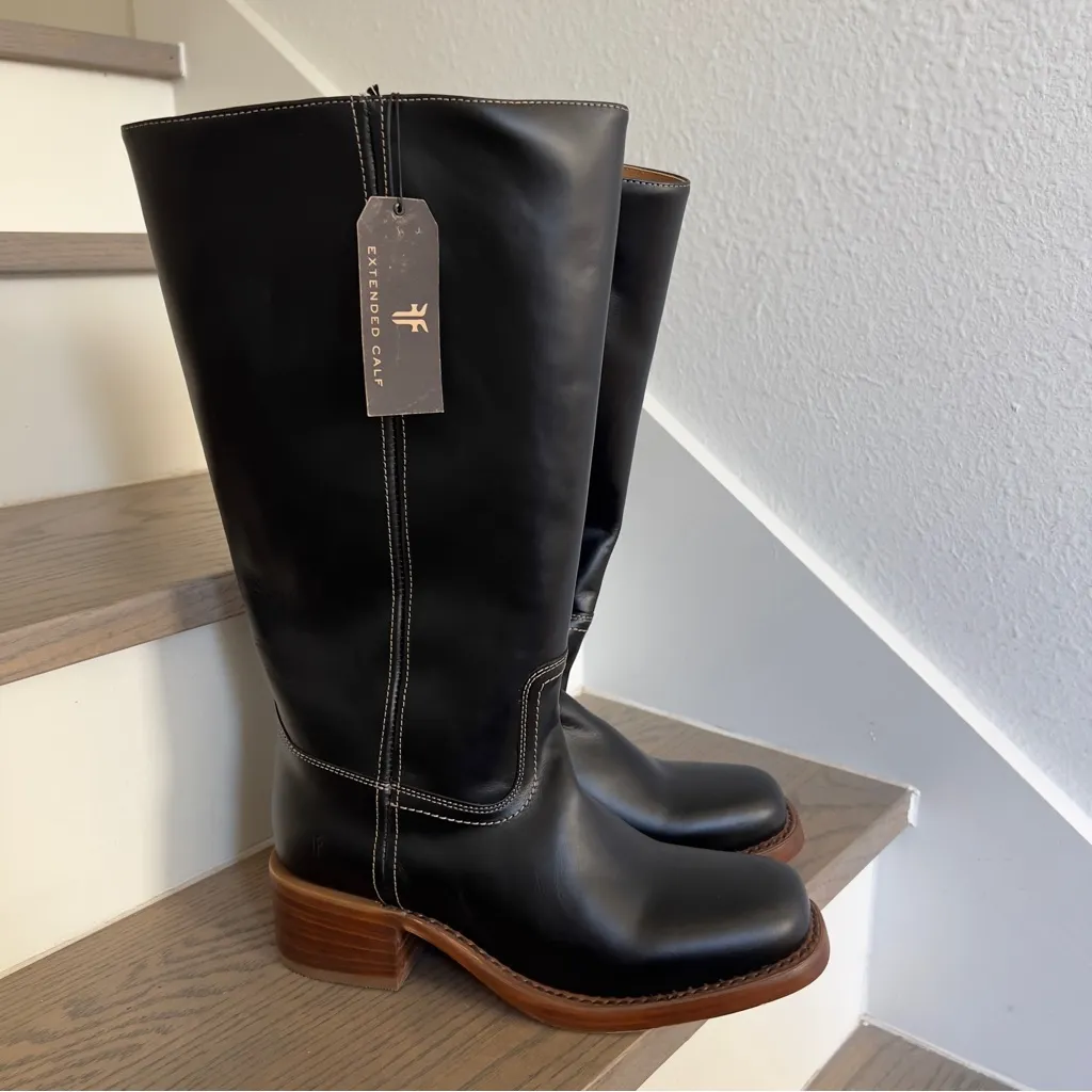 NWOB FRYE Anthropologie Frye Campus 14L Wide Calf Boots in Black Gatsby Leather - Image 4
