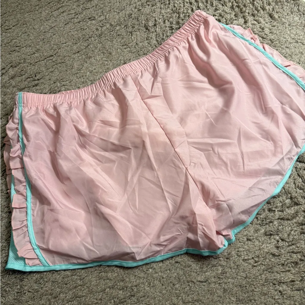 Simply Southern Pink Green Preppy Ruffle Sides Simply Run Shorts - size XXL - Image 5