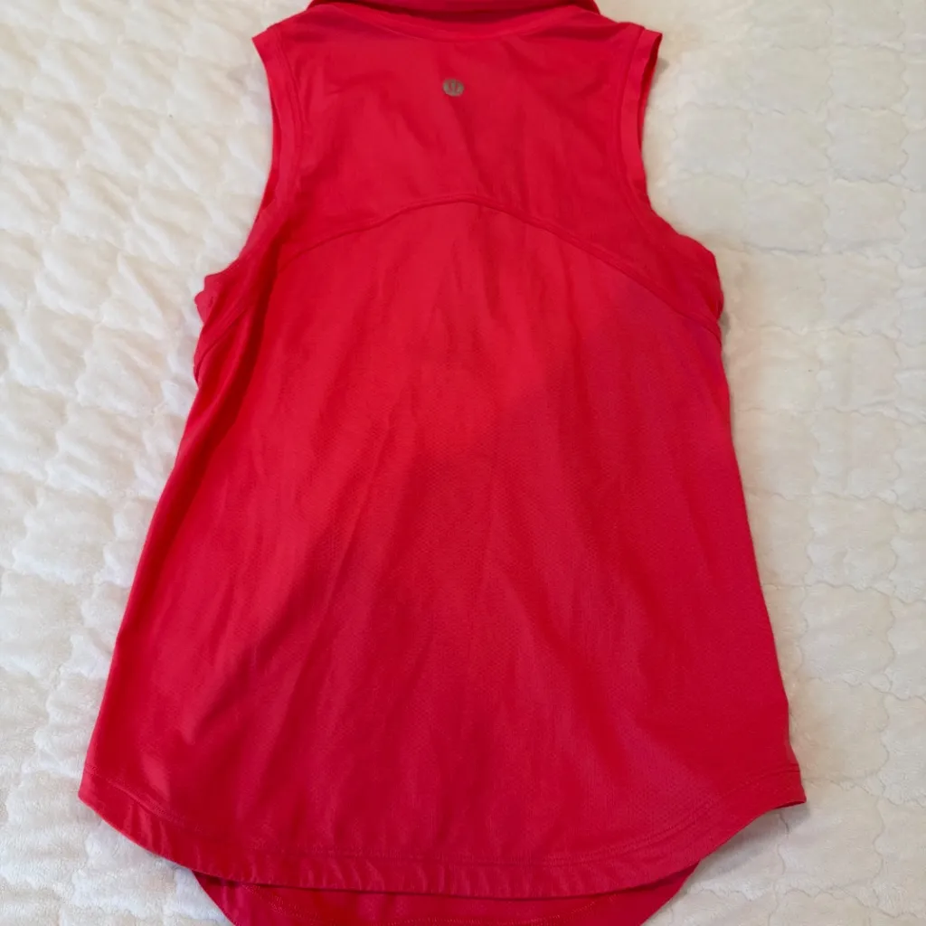 Lululemon Quick-Dry Sleeveless Polo Shirt - Carnation Red - Image 2
