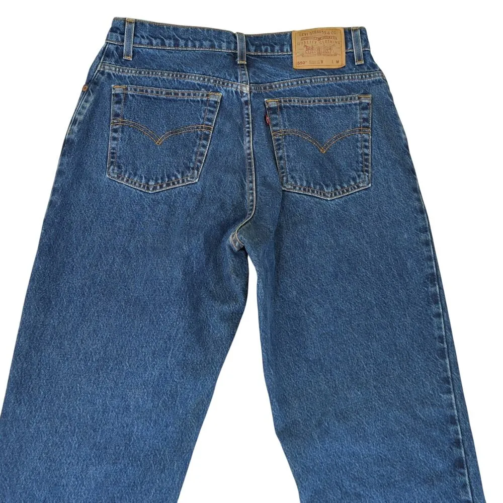 Vintage 90s Levi's 550 Relaxed Fit Tapered Leg Jeans Dark Rigid Denim Women's 14 - Image 5