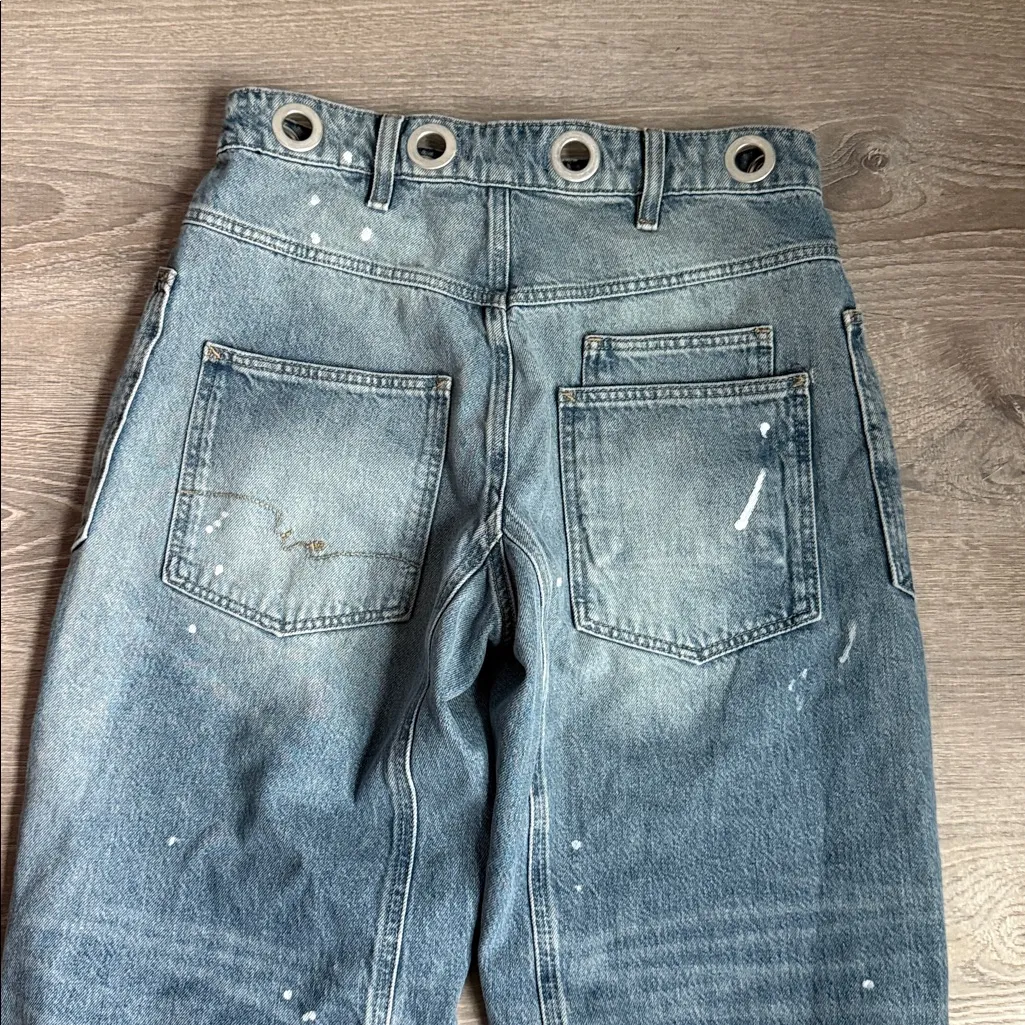 Free people We The Free Moxie Low Slung  Barrel Pull Jeans in Timeless Blue 25 - Image 12