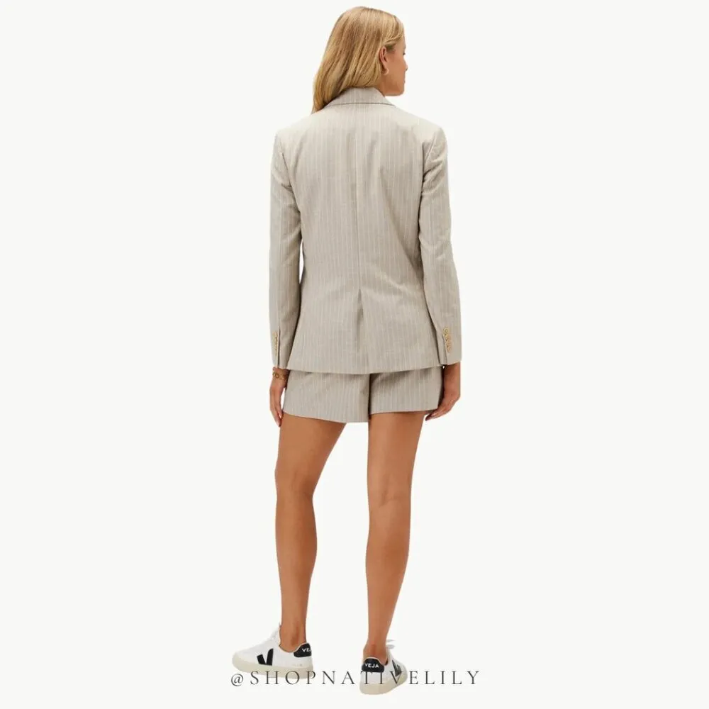 NWT Amour Vert Women’s Slim Tobie Blazer  | Sz Medium | Natural (Tan) Striped - Image 5