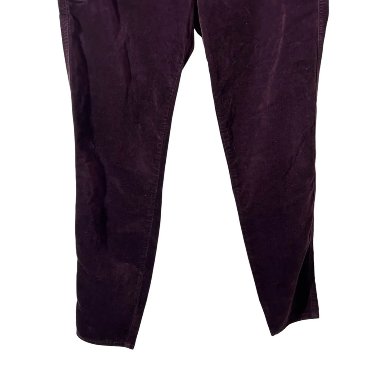 J Brand Zion Skinny Velvet Pants Blackberry Burgundy Size 30 Stretch - Image 8