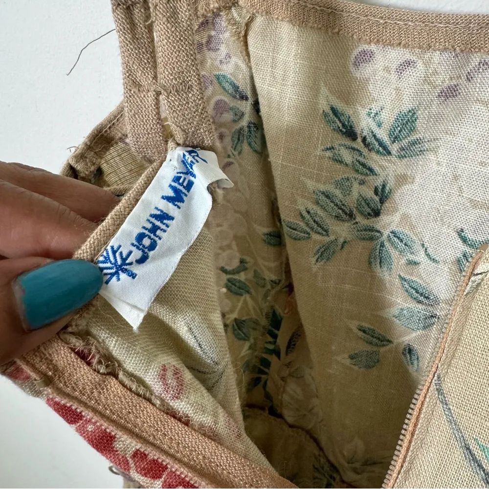 Vintage 1960’s John Meyer Floral Linen Dress Grapes Fruit Print Size Extra Small Tan - Image 5