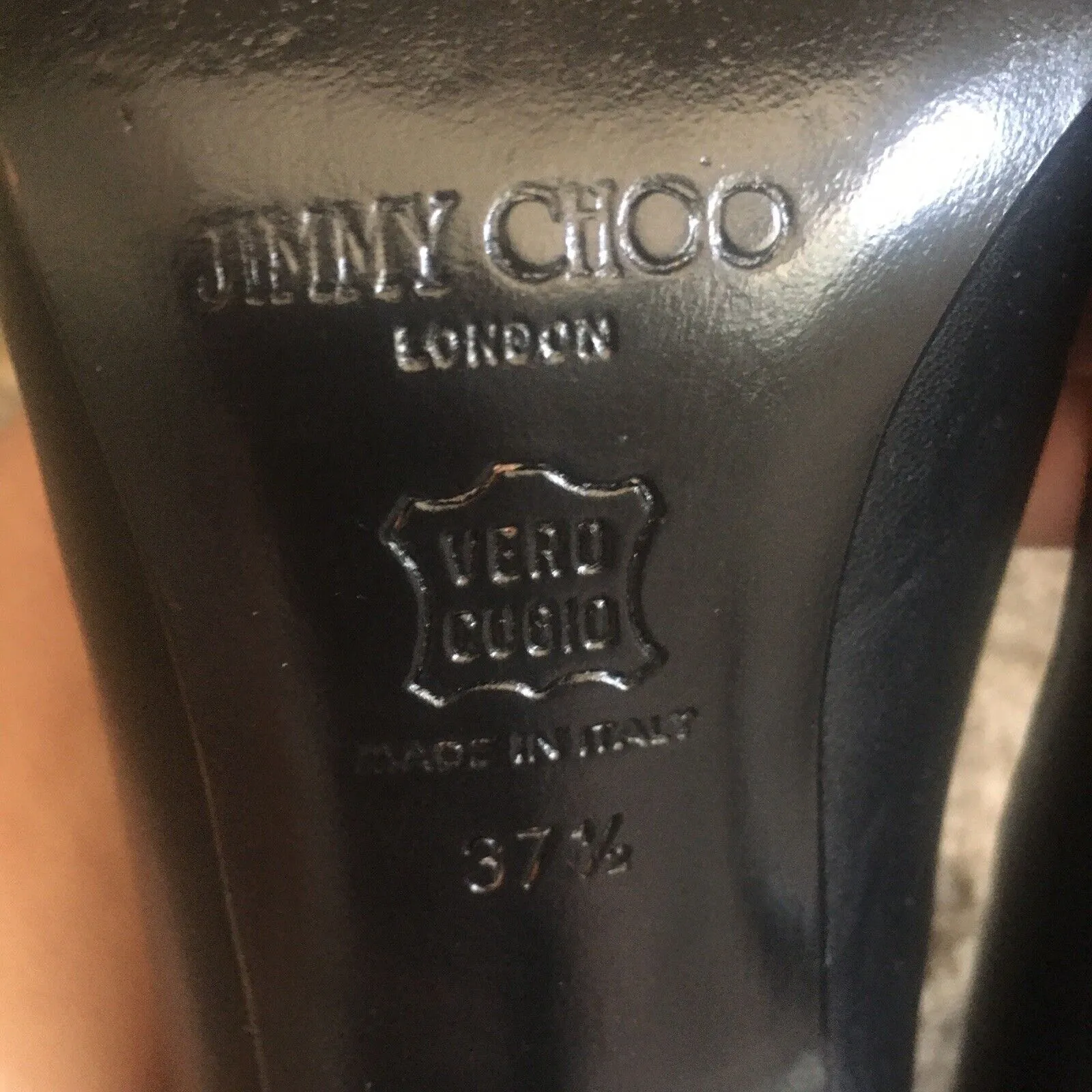 JIMMY CHOO Y2K Black Leather Bow Butterfly Cutouts Heels Pumps Shoes 37.5/7 - Image 11