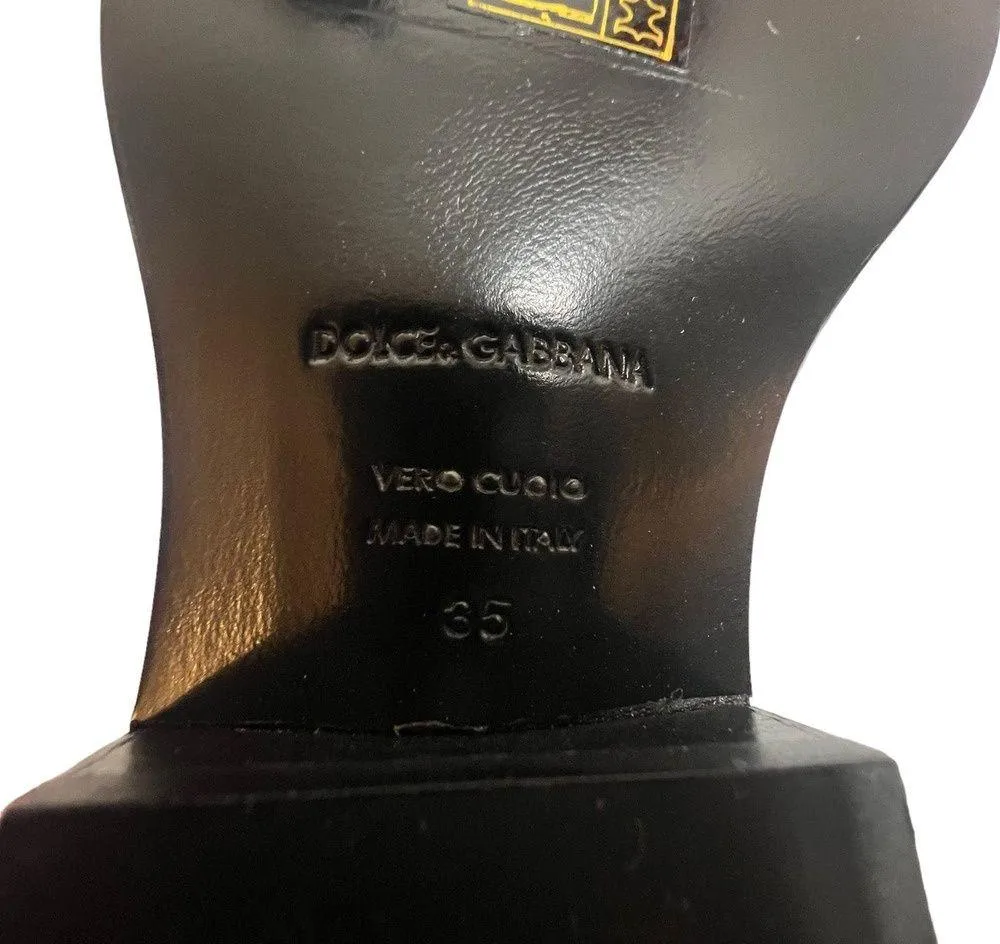 Dolce & Gabbana Metallic Texan 40 Leopard boots sz 35 sliver glitter black - Image 8