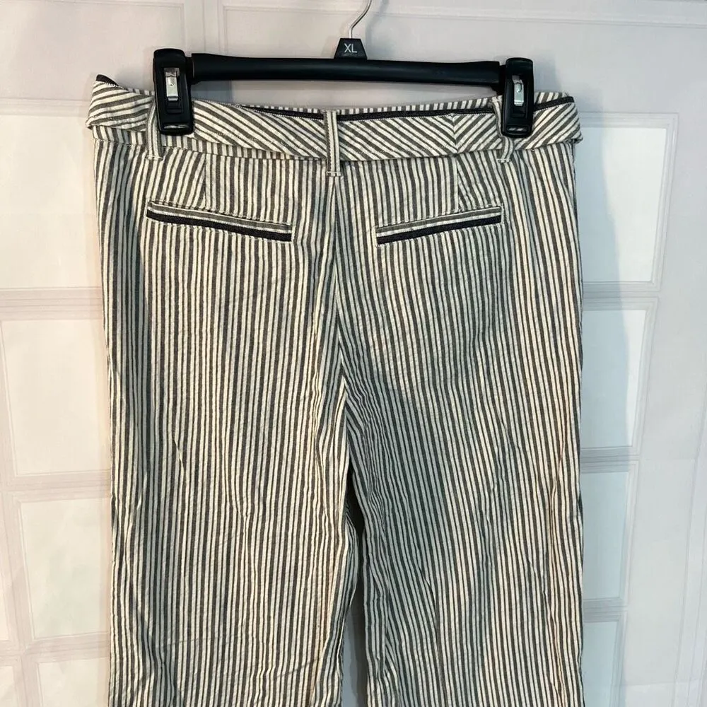 Cartonnier Anthropologie blue and white striped belted wide leg pants size 4 - Image 7
