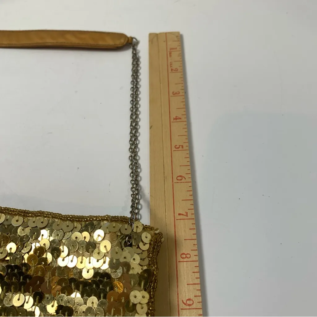 Gold Sequin Clutch‎ with Chain Strap - Image 7