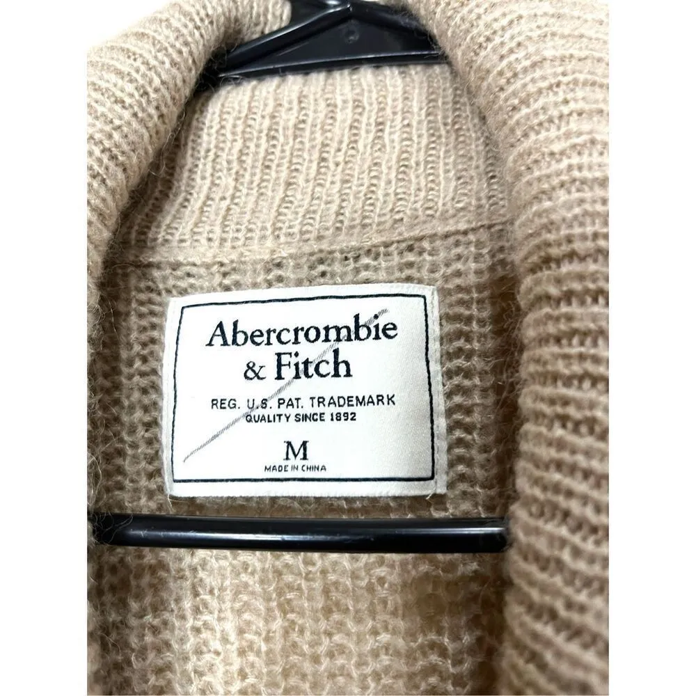 Abercrombie & Fitch Tan Shawl Neck Waterfall Front Sweater Cardigan Size M - Image 7