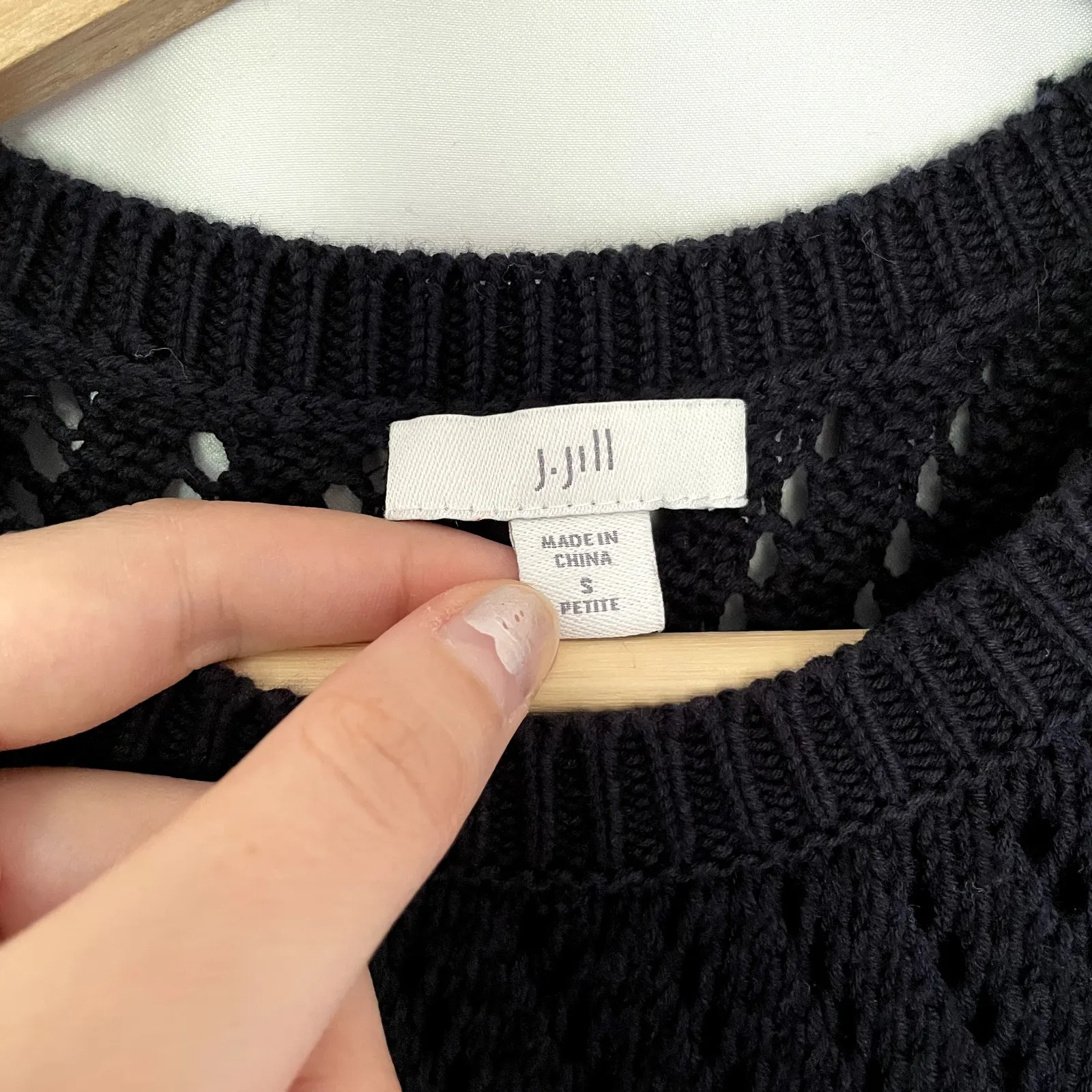 J.Jill cotton linen black knit sleeveless vest top women's size S petite casual - Image 3