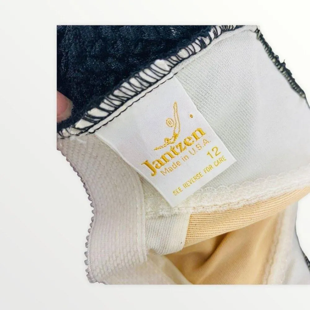 Vintage Jantzen One Piece Swimsuit Solid Black Pink Belted Sz 12 70’s 80’s - Image 8