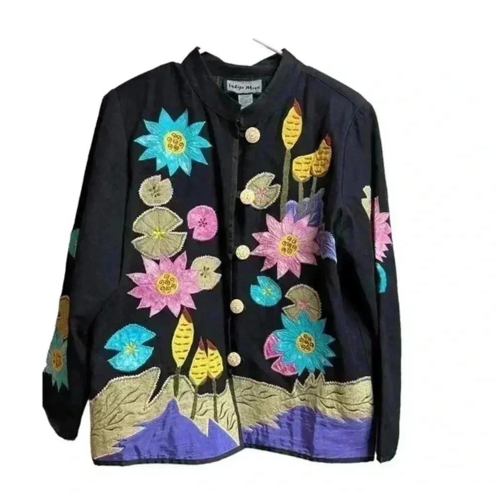 Indigo Moon Women's Embroidered & Embellished Button - Image 2