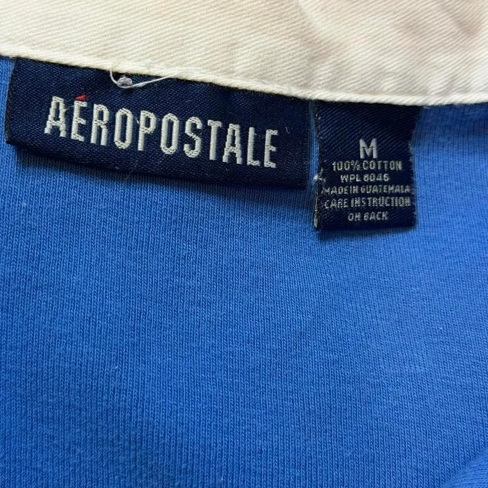 Vintage Blue and White Aero Polo Style Shirt - Image 6