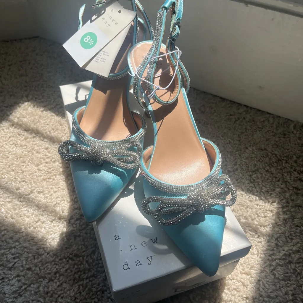 A New Day Women's Satin Heels with Rhinestone Bow - Image 3