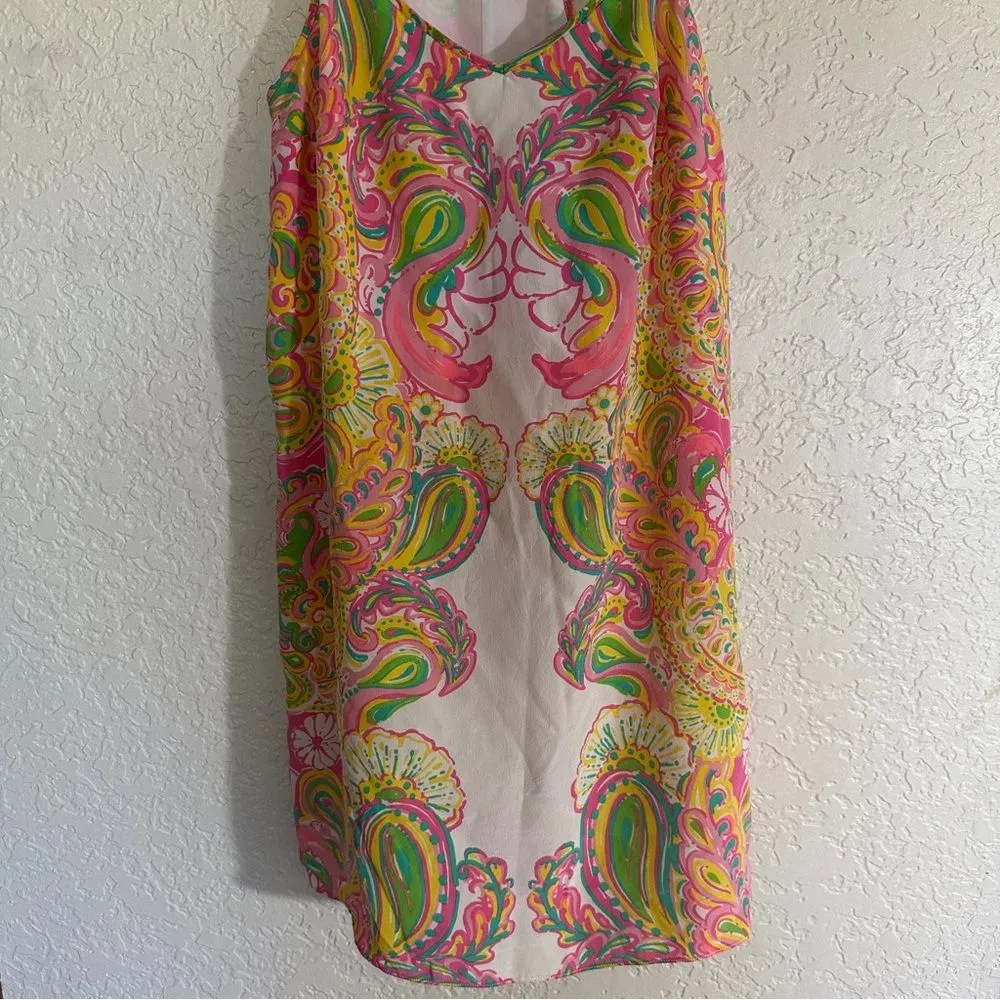 Lilly Pulitzer Dusk Hotty Pink Double Trouble Engineered‎ Silk Slip Dress Small - Image 5