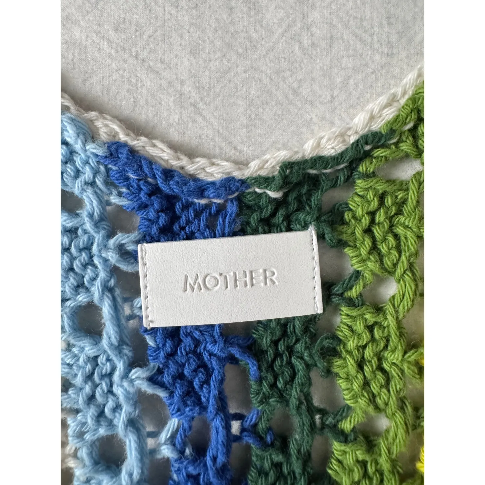 MOTHER Rainbow Crochet Maxi Dress Sleeveless V Neck Boho one size fits all‼️ Yellow - Image 9