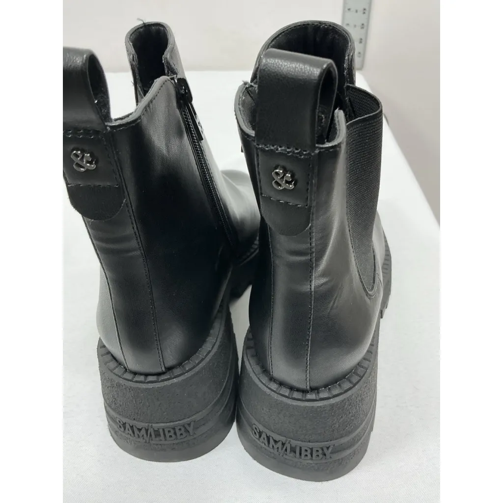 Womans Sam & Libby Ankle Boots Chunky 10 Black Side Zip Round Toe - Image 4