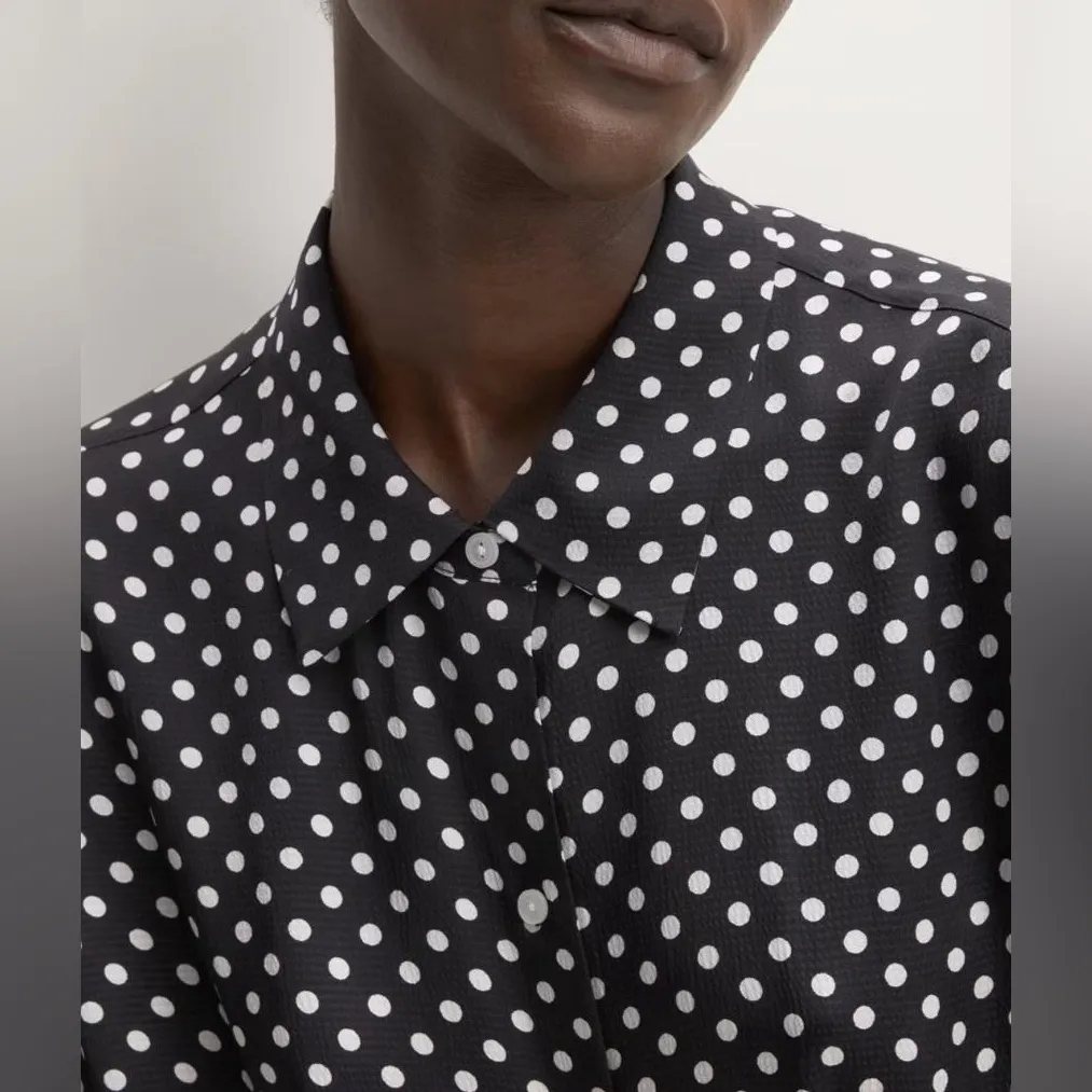 Everlane Polka Dot Hammered Satin‎ Shirt Viscose Maxi Dress Size 4 - Image 5