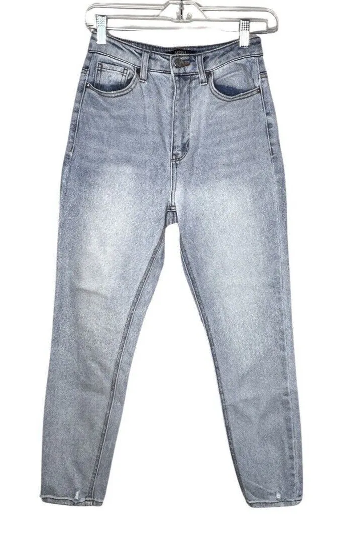 AFRM Jeans Womens 2 25" Blue Light Wash Ferris Slim Mom Jeans High Rise Fading - Image 1