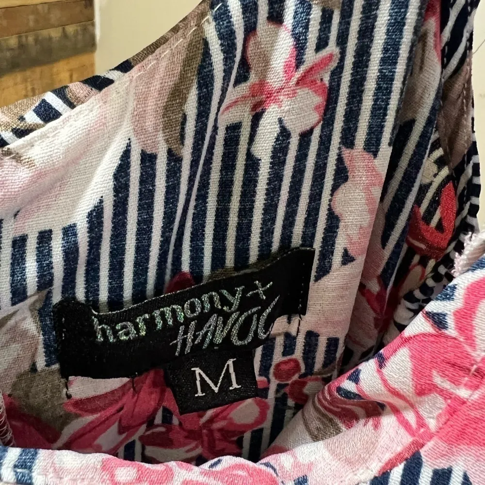 Harmony + Havoc Floral Pinstripe Romper Medium Pink - Image 3