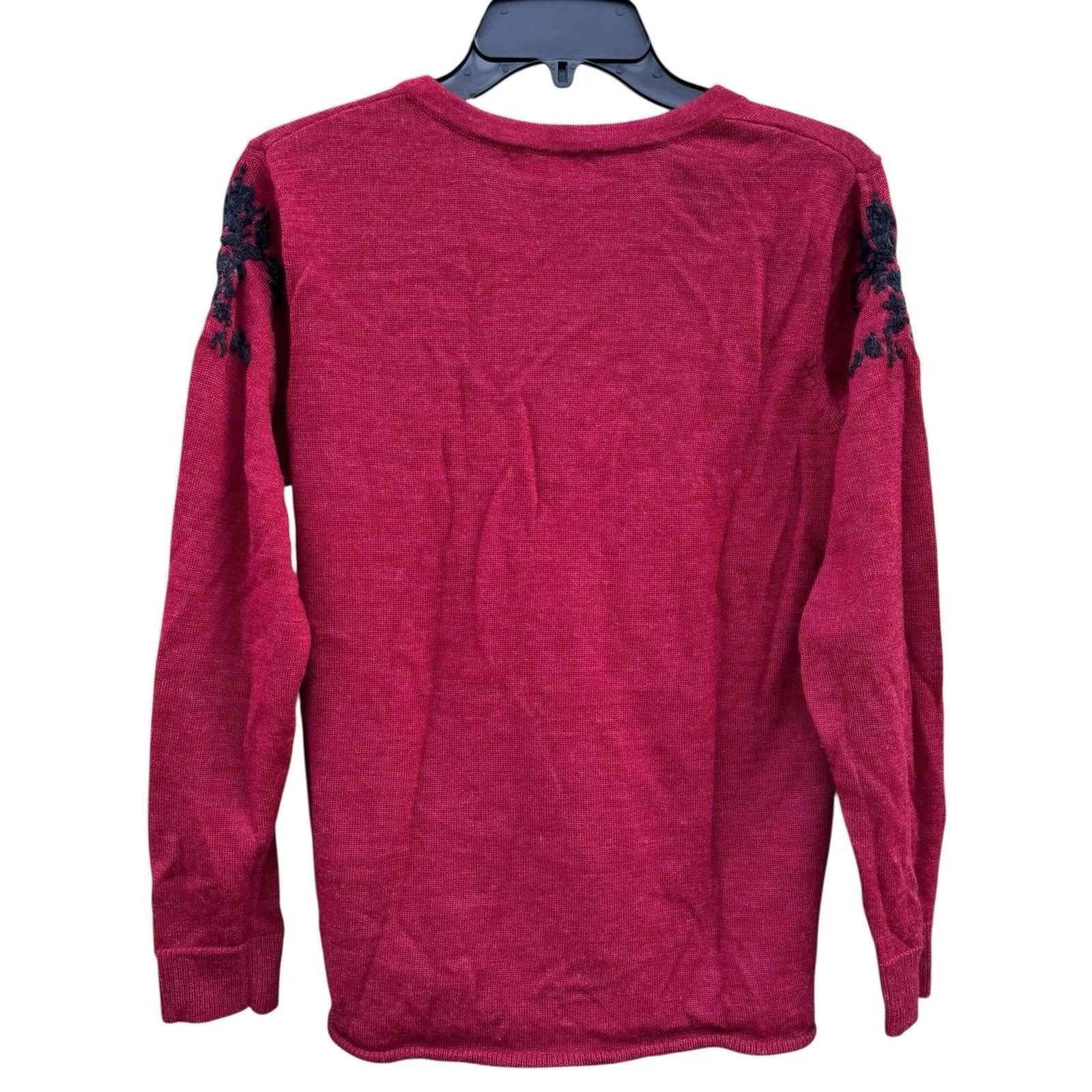 Coldwater Merino Wool Blend Embroidered Cardigan L Whimsigoth Dark Floral Fairy - Image 3