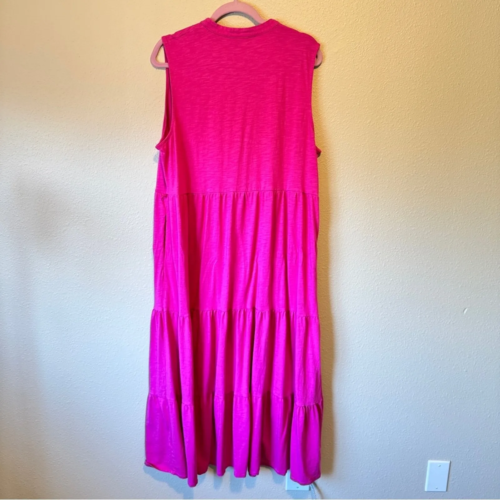 Boden Pink Tiered Boho Midi Dress Womens XXL Beachy Summer Sleeveless Casual - Image 7