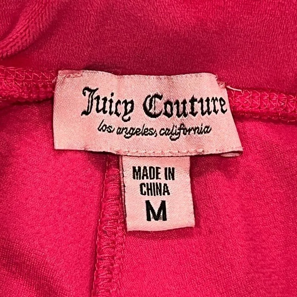★ Juicy Couture (Y2K) Bright Pink Velour Sweat Pants w/ Rhinestone Logo ★ - Image 4