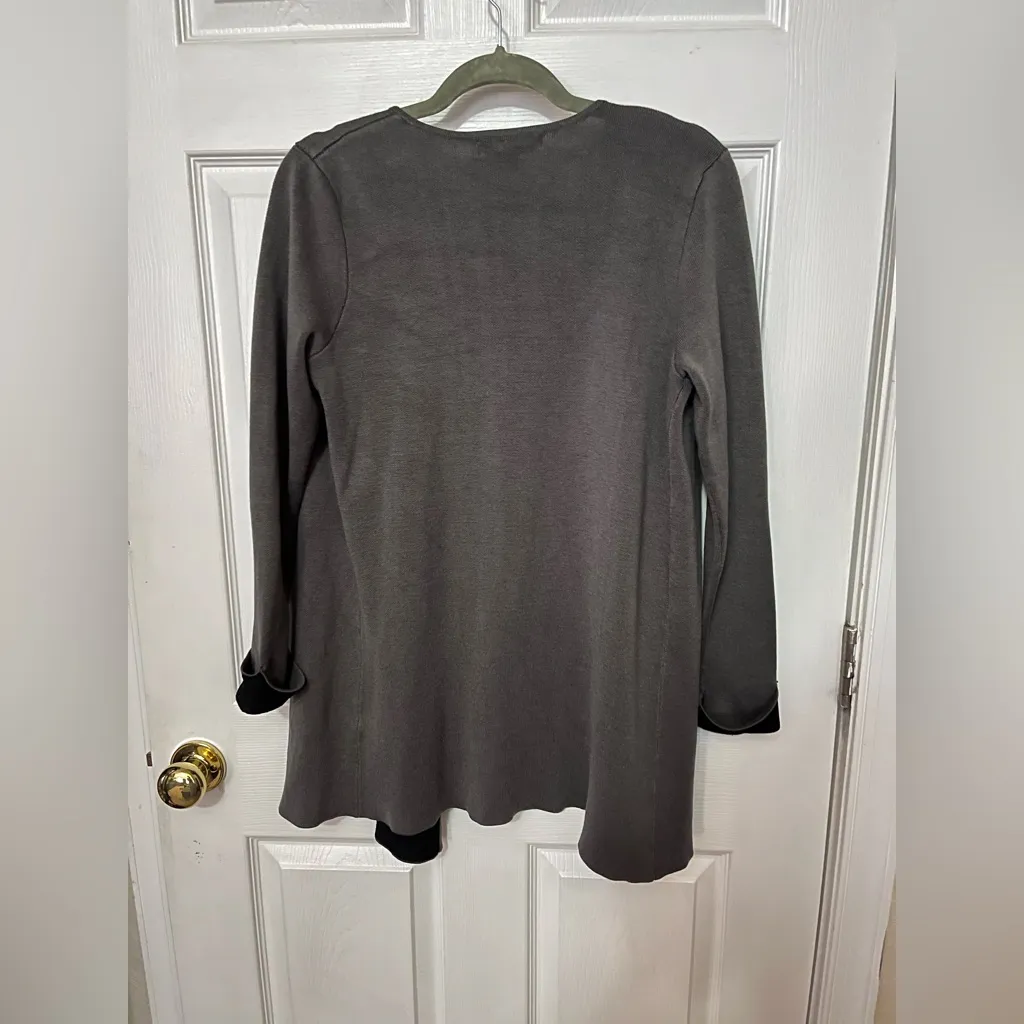 August Silk  Gray Open Front Cardigan - Image 3