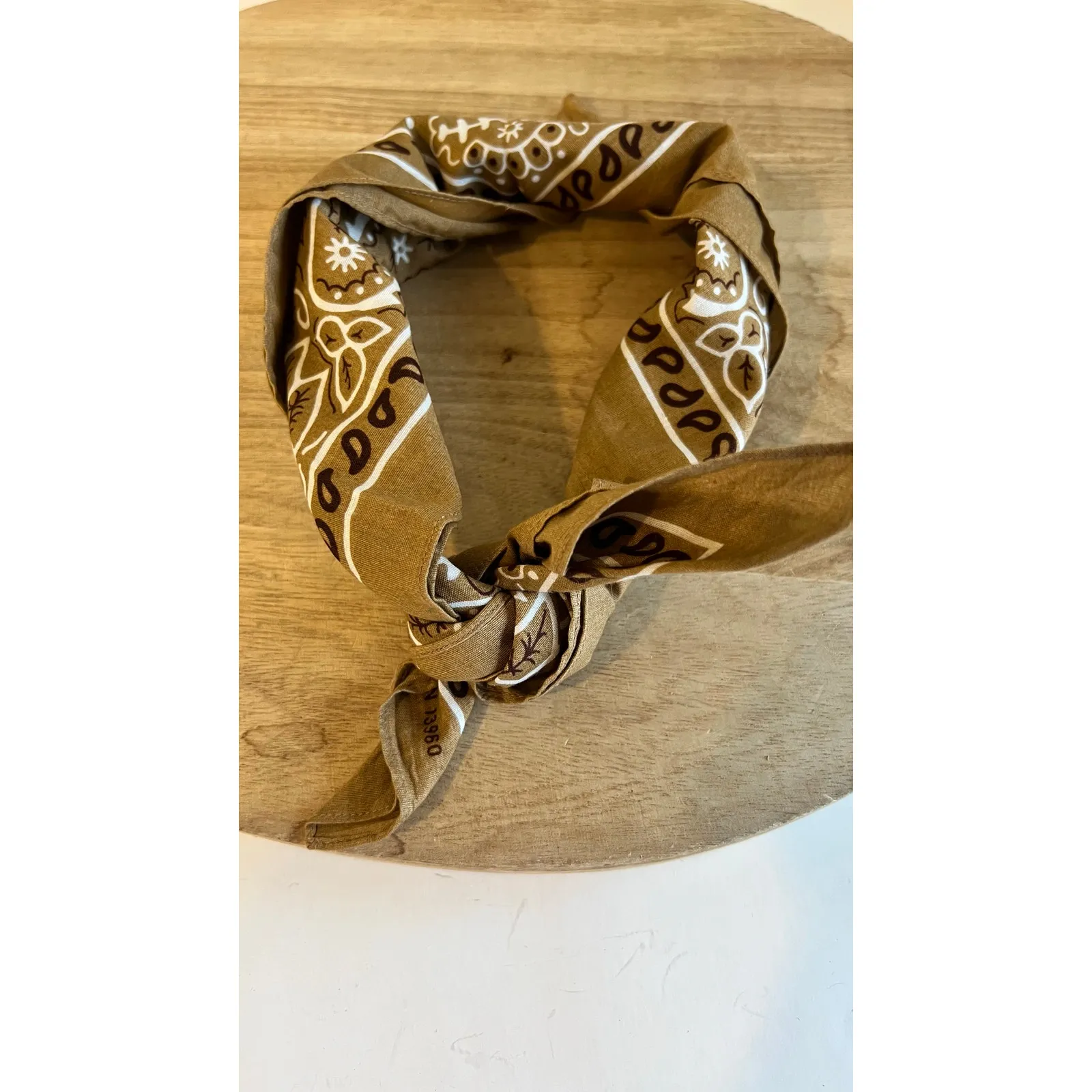 Tan Floral Daisy 100% Cotton Square Wrap Neck Tie Bandana Unisex Western - Image 9