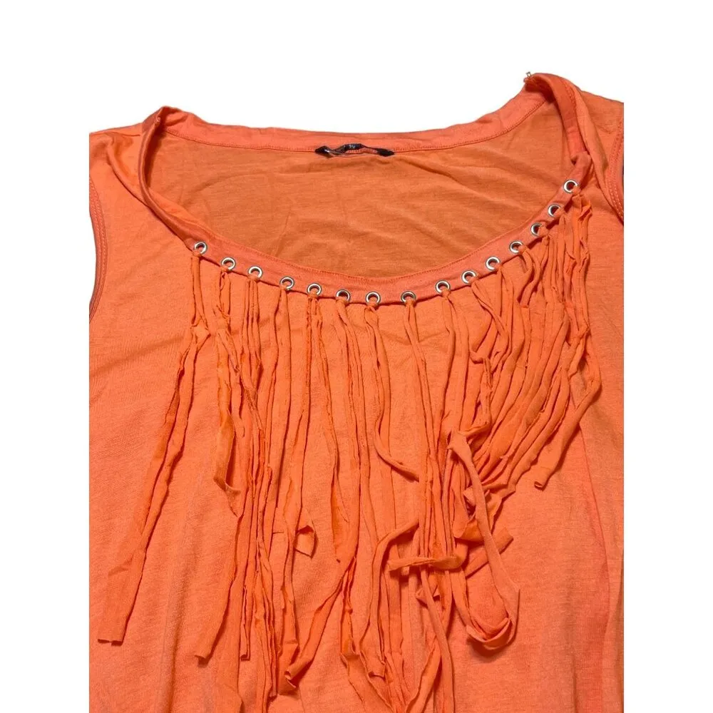 Just Love Womens Maxi Dress Fringe Detail at Front Collar Coral Orange Sz 3X NWT - Image 2