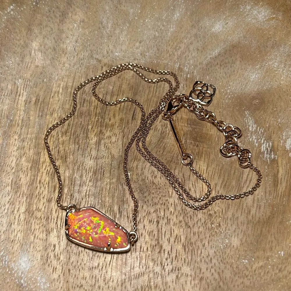 Cami Necklace in Rose Gold & Coral Kyocera Opal - Image 10