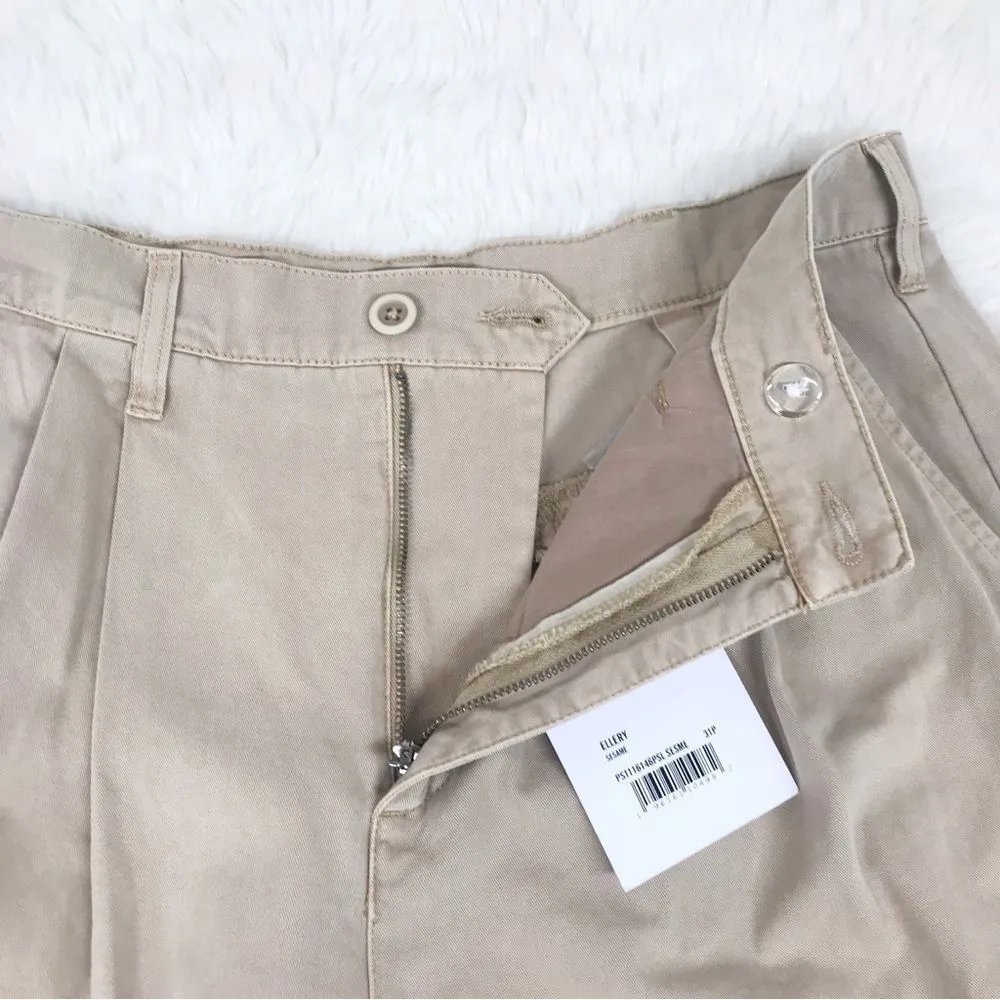 PISTOLA Ellery High Waist Wide Leg Trouser Pant Tan Sesame Size 31 Petite New - Image 6